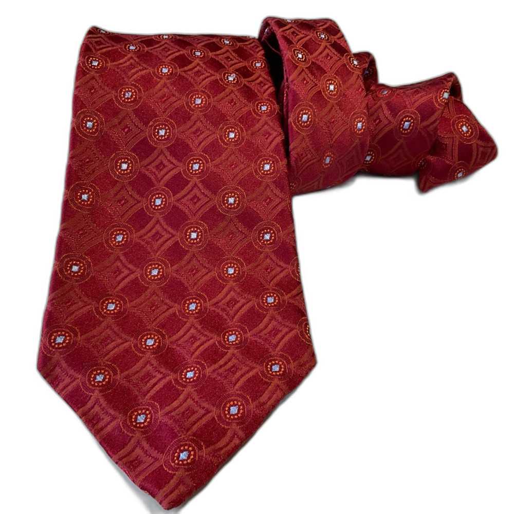 Robert Talbott XL Neck Tie Best Of Class Silk Jacquard Burgundy Blue 60.5x4” USA